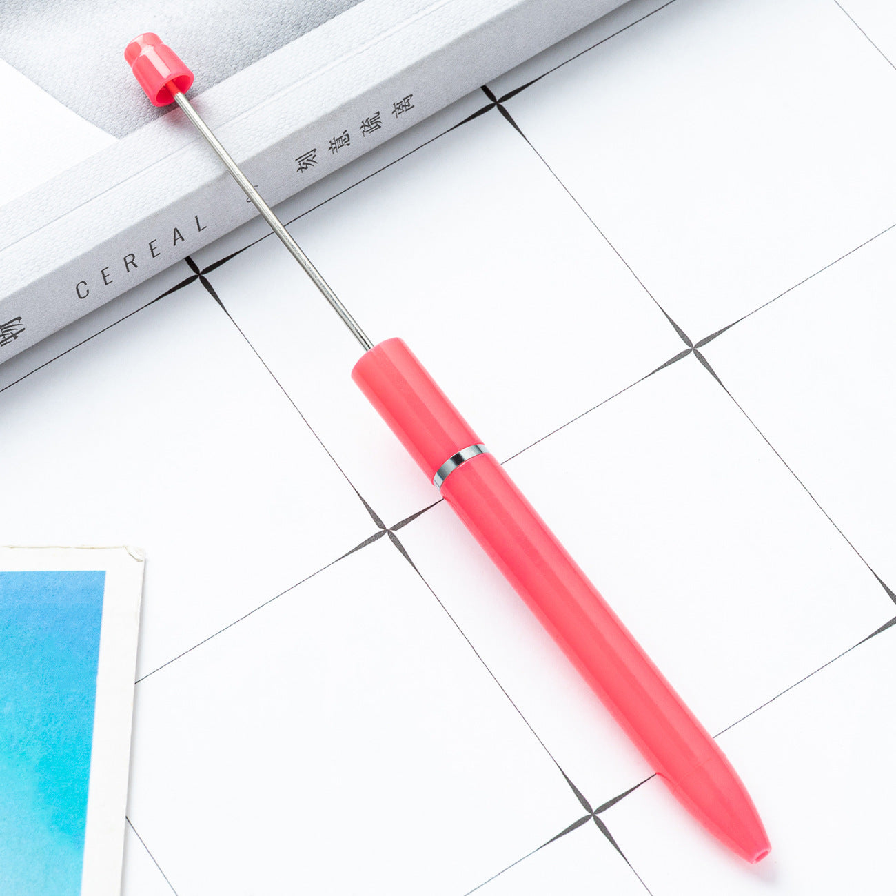 New Macaron color straight bead pen DIY beading extended beaded ballpoint pen advertising gift pen wholesale