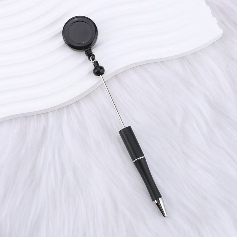 New easy-to-pull buckle beaded ballpoint pen, retractable plastic easy-to-pull retractable buckle, creative bead pen pull wire buckle