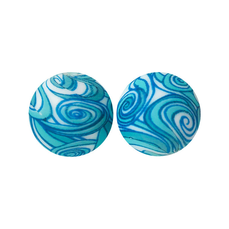 15mm Silicone Beads Water Transfer Beads DIY Jewelry Bead Pen Loose Beads Wholesale #201-250