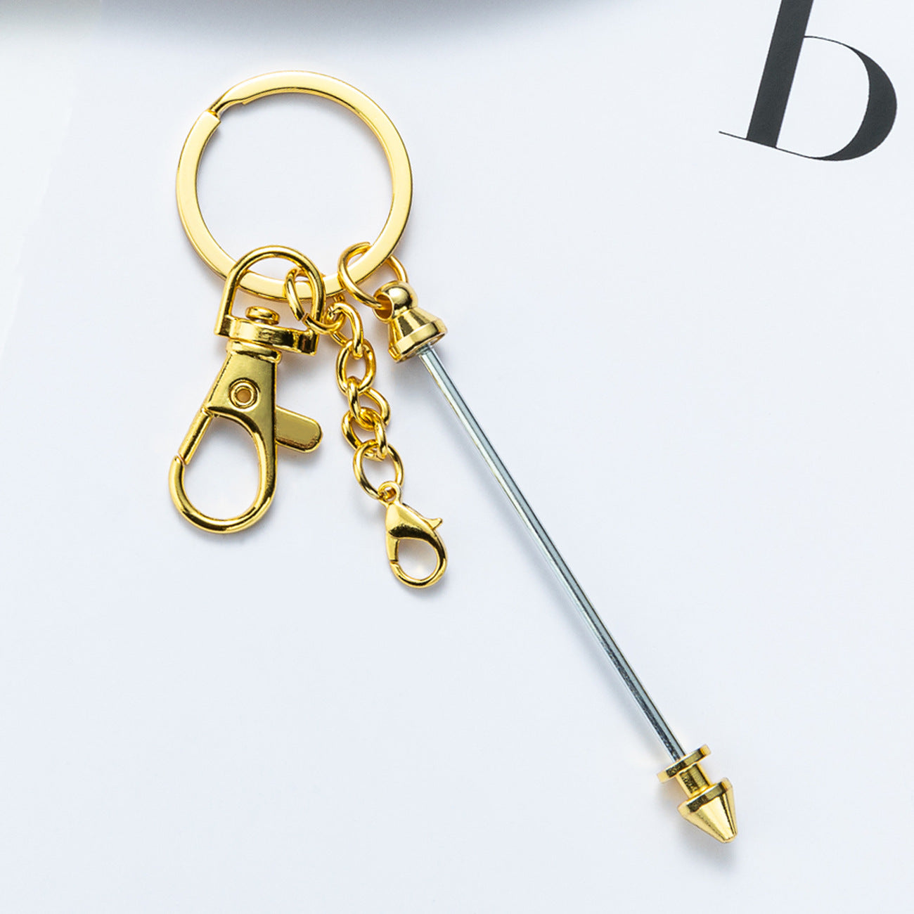 New DIY metal beaded keychain conical bullet pole key chain, luggage pendant pendant keychain