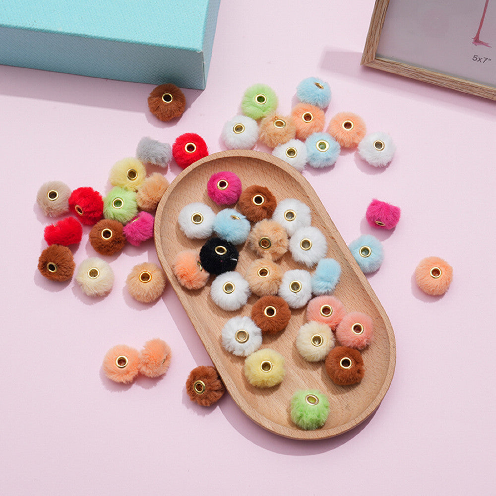 Imitation Rabbit Fur Plush Hanging Ball Beads Beads 20mm Straight Hole Hairball Beads DIY Mobile Phone Chain Accessories