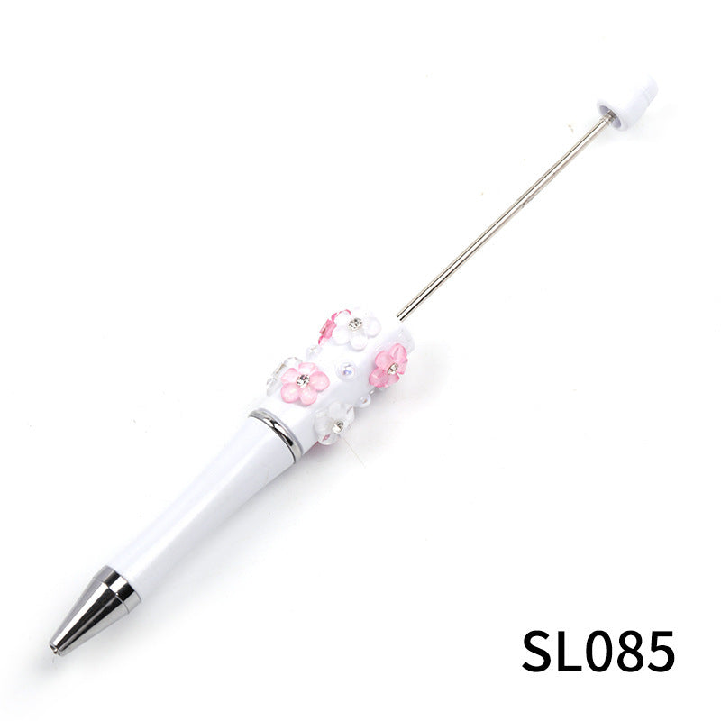 Heavy Industry DIY diamond-encrusted five-petaled flower bead pen multi-color rotating ballpoint pen spot wholesale support mixed batch