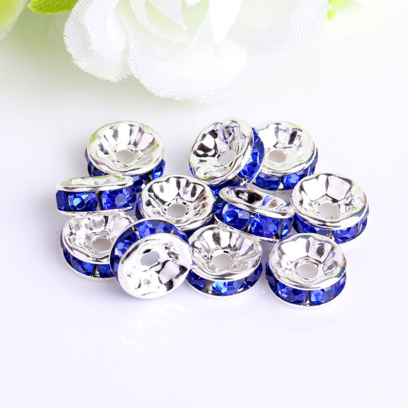 12Mm Hand-drilled Ring Spacer Beads, Colored Bracelet with Diamond Spacer Wheel Ring DIY Jewelry Accessories