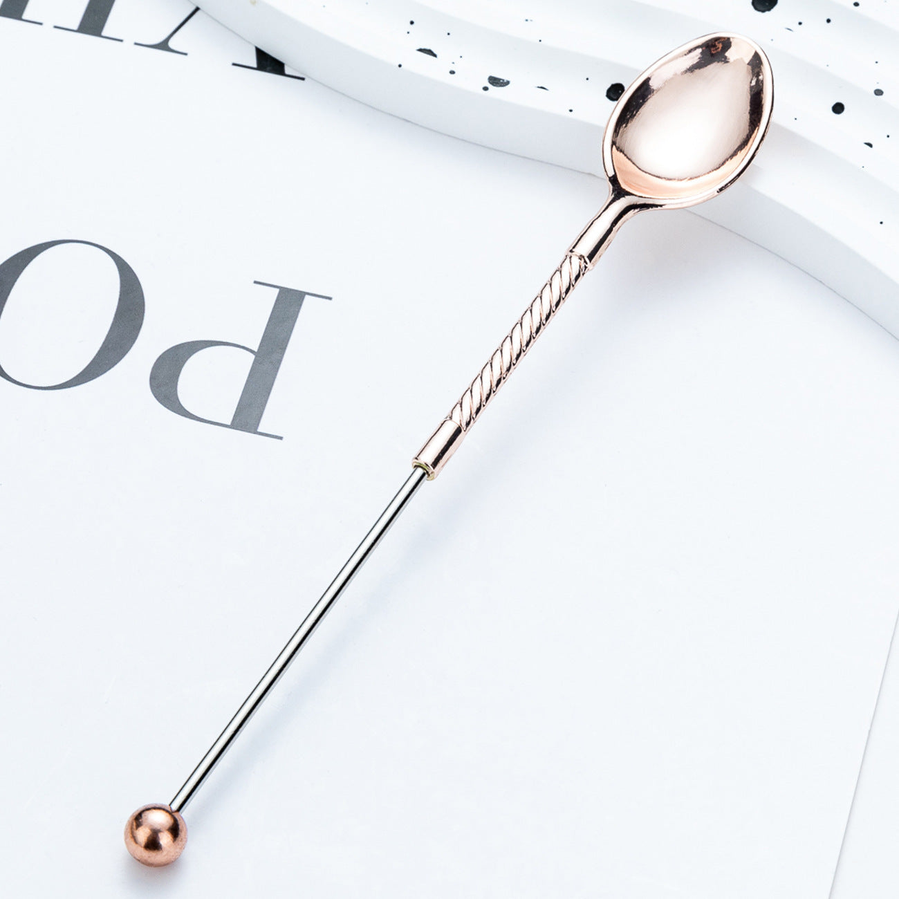 DIY beaded spoon simple coffee spoon cup stirring spoon creative fashion long handle spoon gift spoon dessert spoon