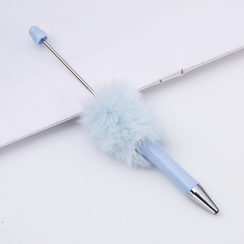 DIY plush bead pen new bead-piercing hairball bead pen cross-border Beadedpen cute cartoon gift pen