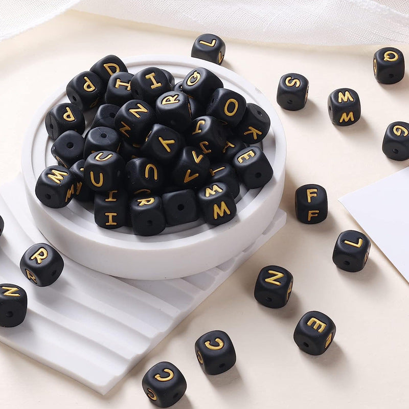 12 mm European and American English Alphabet Silicone Beads DIY Beaded Jewelry Bracelet Necklace Food Grade Silicone Alphabet Beads Random Mix