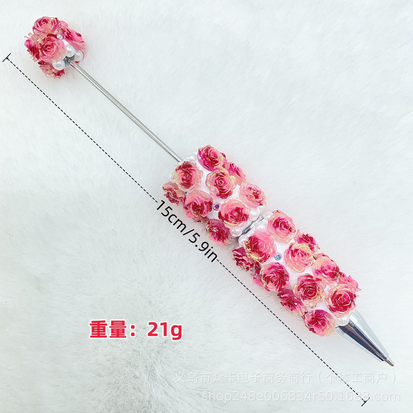 Cross-border new rose bead pen, creative handmade DIY Moe grain heavy industry hand-painted bead bead factory spot