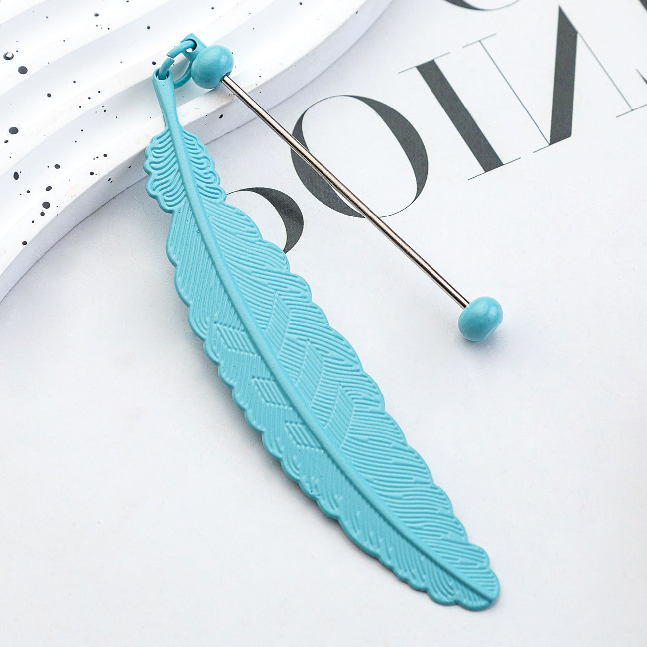 Spot metal feather bookmark creative DIY beaded bookmark pendant children's reward small gift mark book page folder