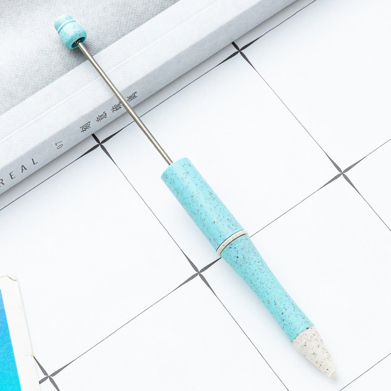 New wheat straw bead pen DIY bead pen creative multi-color bead pen writing cute pen spot wholesale