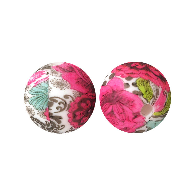 15mm Silicone Beads Water Transfer Beads DIY Jewelry Bead Pen Loose Beads Wholesale #251-285