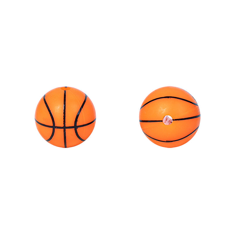Factory Spot 15mm Silicone Beads Baby Teething Necklace Loose Beads Football Basketball Water Transfer Silicone Beads Wholesale