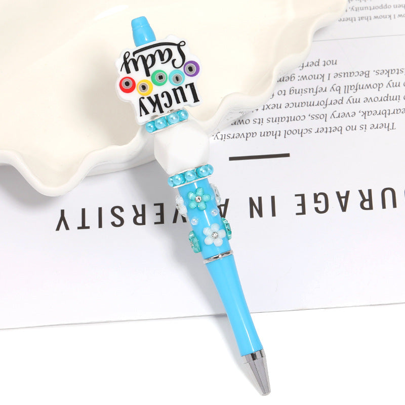 Creative new cartoon rotating bead pen heavy industry glitter high value new ins wind bead pen ballpoint pen