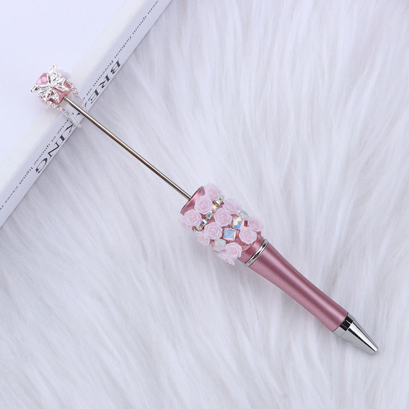 Creative DIY rose petal bead pen, exquisite handmade diamond beaded pen, girl heart blind box gift pen
