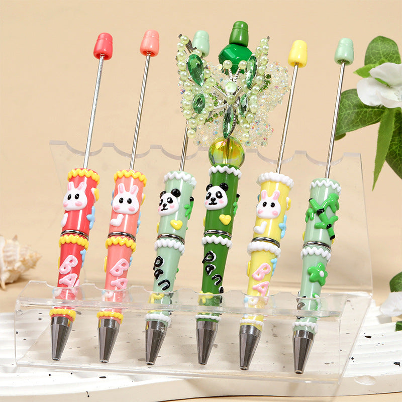 New color cartoon hand-drawn bead pen simple high-end DIY bead pen cartoon cute painted cute pen