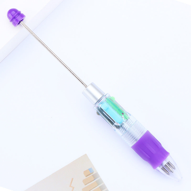 Four-color beaded strokes key marks plastic ballpoint pen DIY multi-color press-action promotional gift pen spot wholesale