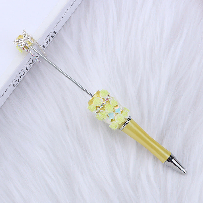 Creative DIY rose petal bead pen, exquisite handmade diamond beaded pen, girl heart blind box gift pen