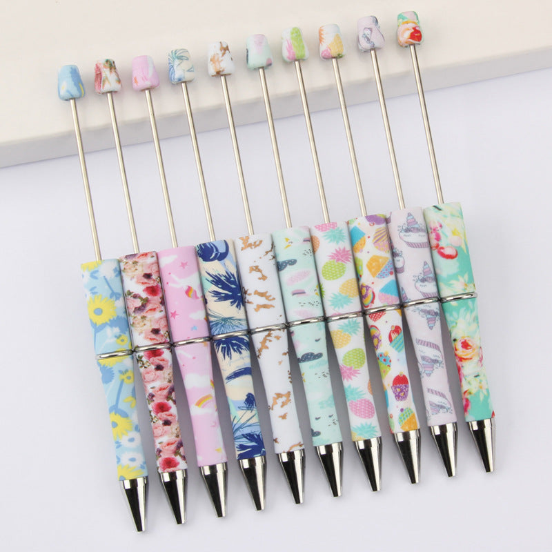 DIY bead pen printing pattern creative plastic beading puzzle leopard print floral cow tiger pattern bead pen wholesale