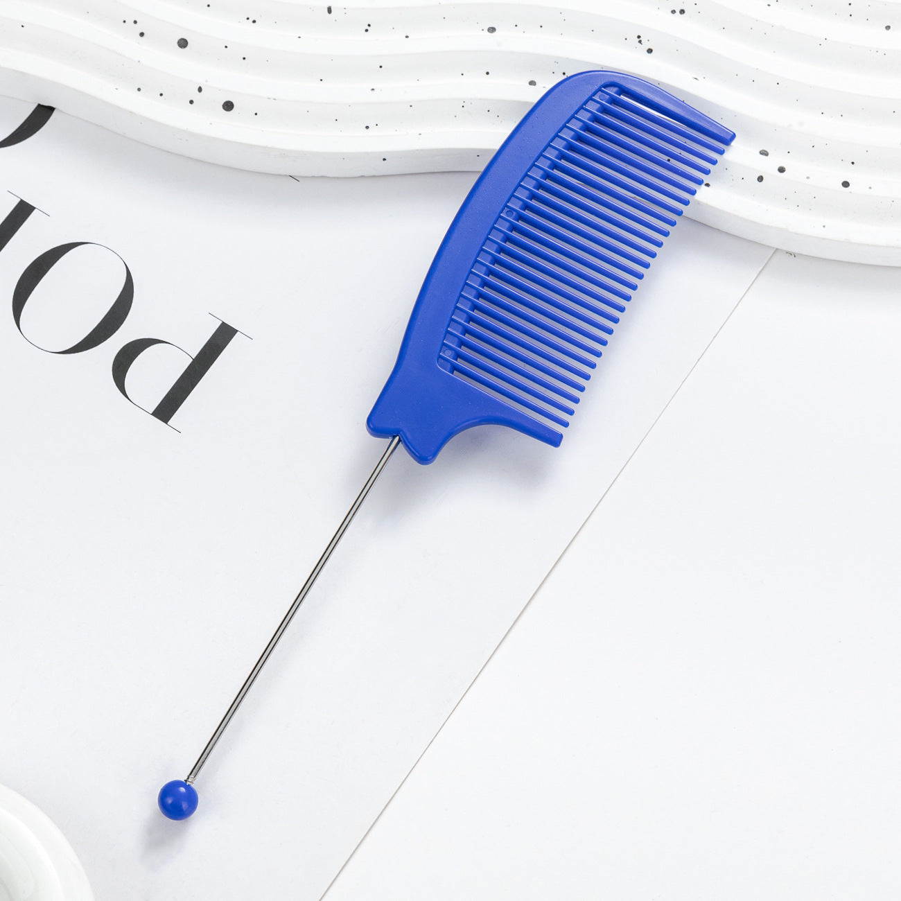 DIY Beaded Comb Hair Highlights Comb Beauty Styling Comb Steel Needle Comb Plastic Tip Tail Comb Hair Salon Hair Tool