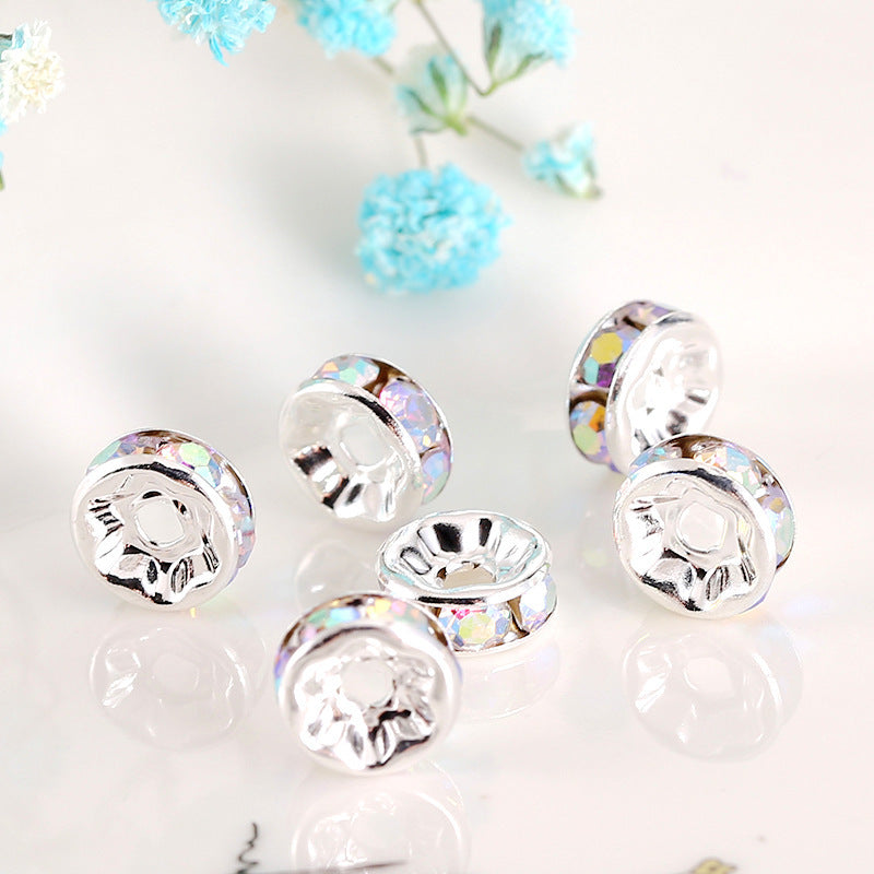 12Mm Hand-drilled Ring Spacer Beads, Colored Bracelet with Diamond Spacer Wheel Ring DIY Jewelry Accessories