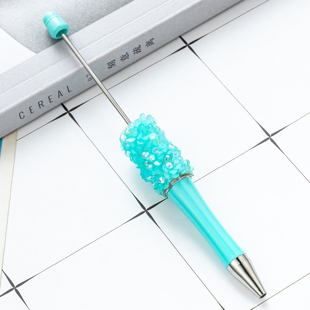 DIY multi-color broken diamond bead pen creative hand-affixed crystal plastic pen cute girl heart advertising gift pen