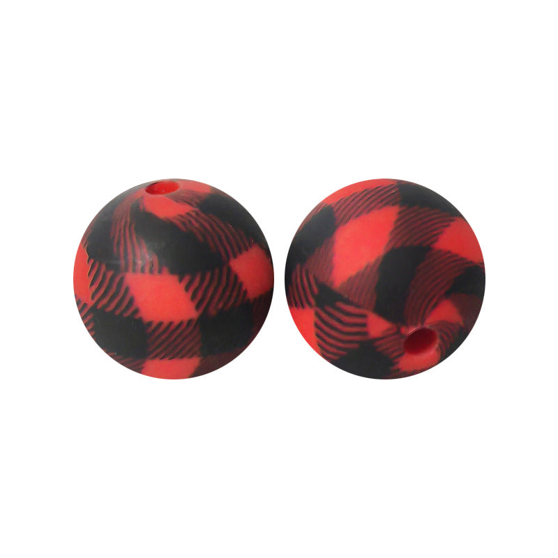 15mm Leopard Print Silicone Beads - Water Transfer Printed Daisy Round Beads for DIY Jewelry, Bead Pens, Loose Beads Wholesale #51-100