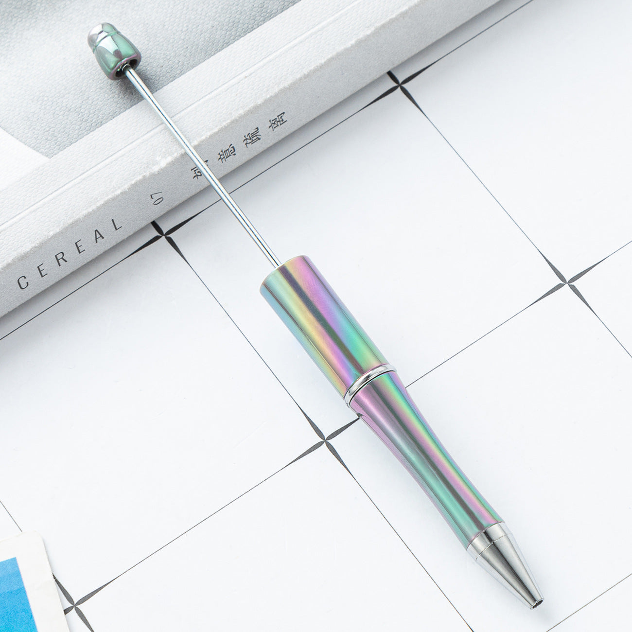 Cross-border plastic bead pen wholesale student creative handmade DIY ballpoint pen new UV gradual change bead pen wholesale