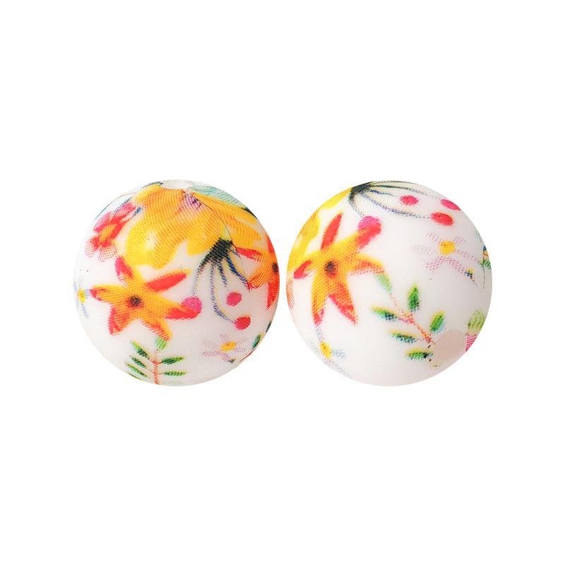 15mm Silicone Beads Water Transfer Beads DIY Jewelry Bead Pen Loose Beads Wholesale #151-200