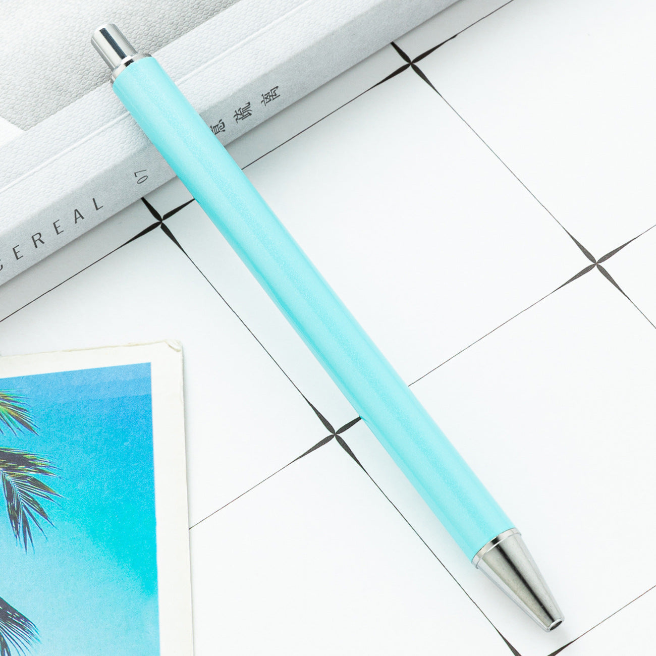 High-value metal press ballpoint pen, new creative glitter, metal stationery pen for students, spot press pen