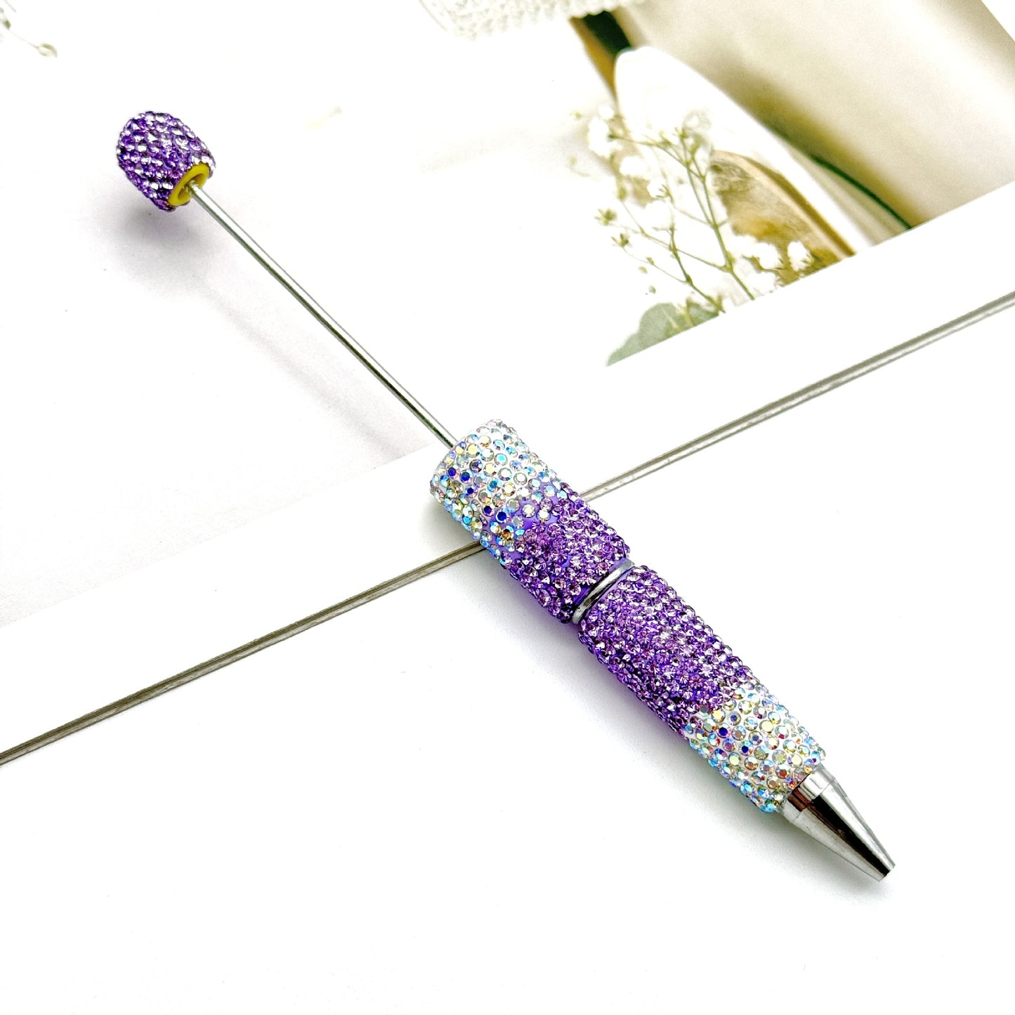 DIY's new gradual change full diamond pen, pure handmade diamond beaded pen cute creative gradual change rhinestone beaded ballpoint pen