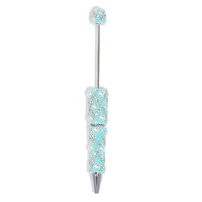 Cross-border explosion heavy industry full diamond pearl chain bead pen DIY rotating ballpoint pen mobile phone chain accessories material