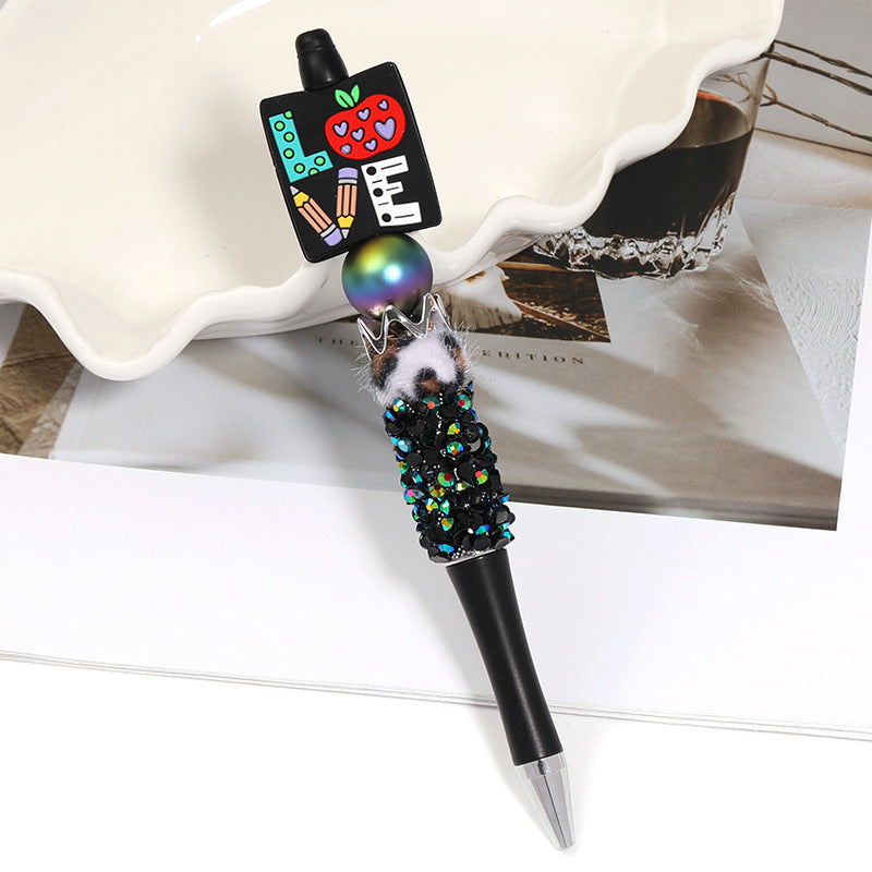 Creative new cartoon rotating bead pen heavy industry glitter high value new ins wind bead pen ballpoint pen