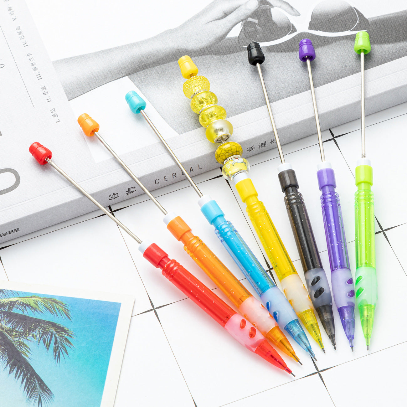 DIY beaded pencil for primary school students with no sharpening pencil 0.5 constant lead automatic pencil cute writing pencil wholesale