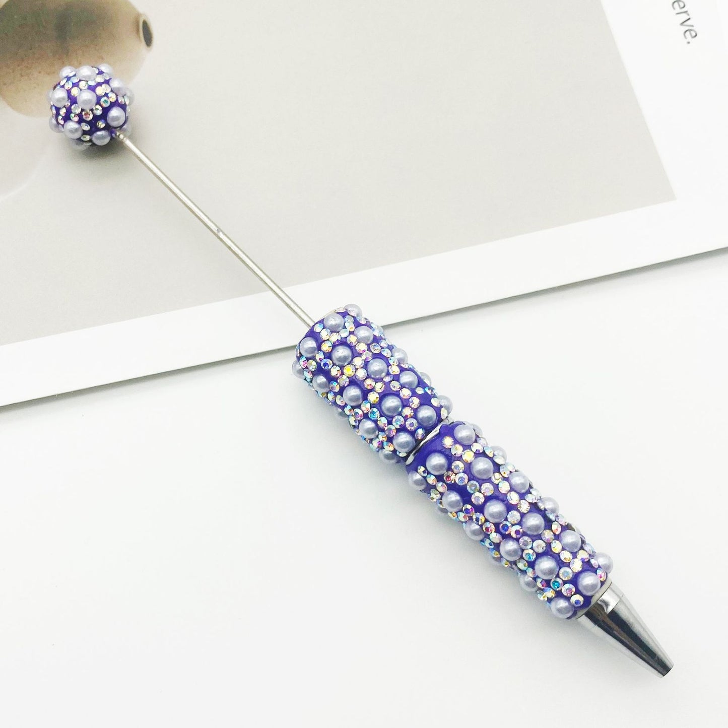 Cross-border heavy industry full of pearl bead pens, creative gradual change wearing beads DIY ballpoint pen gifts Colorful pearl pens