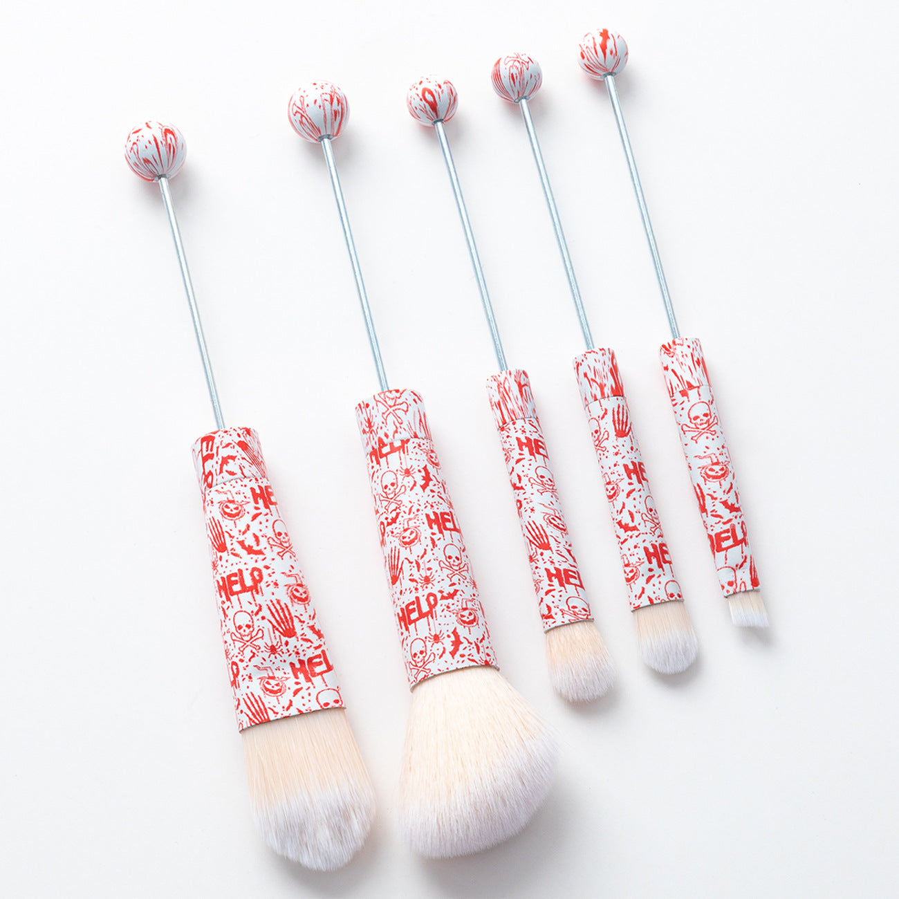 DIY metal handle beaded makeup brush, concealer brush, eyeshadow brush, eyebrow brush, Christmas and Halloween series makeup brush set.