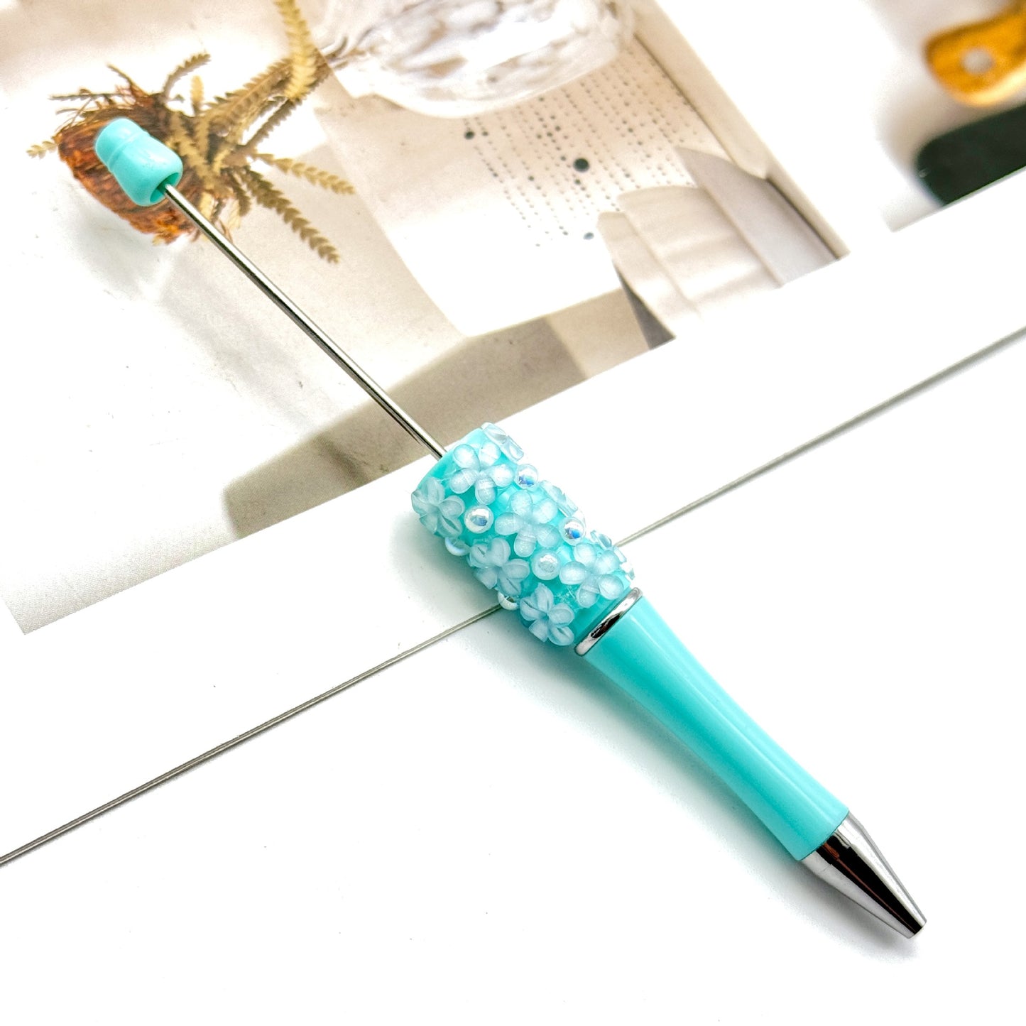 DIY floral pearl bead pen, handmade patch heavy industry beaded ballpoint pen cross-border hot-selling gift pen wholesale