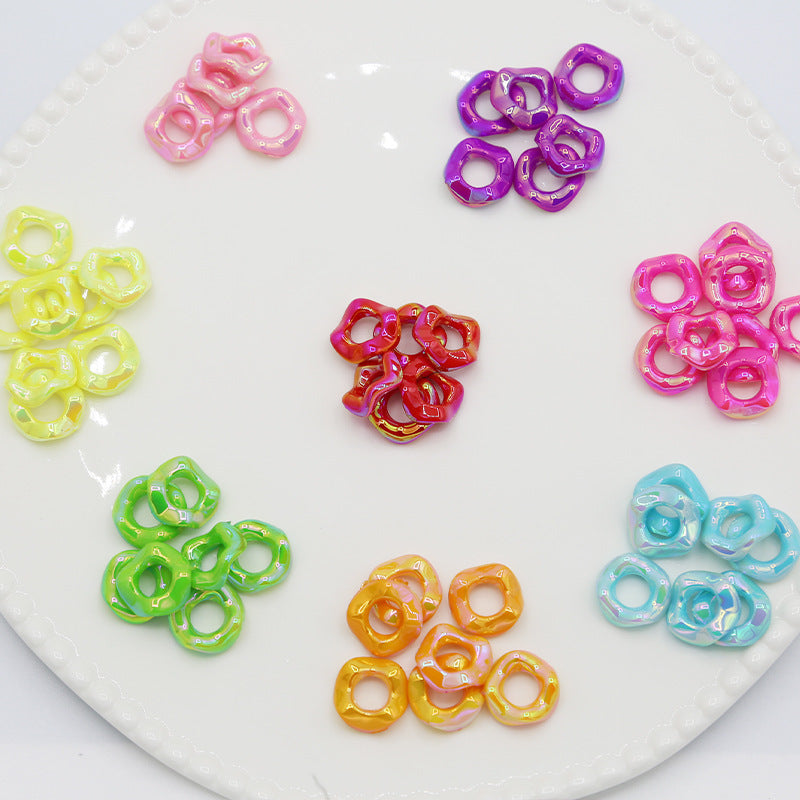 16Mm Color Electroplated Lace Wave Stacked Le Large Hole Beads Diy Handmade Beaded Loose Beads Bracelet Accessories Wholesale
