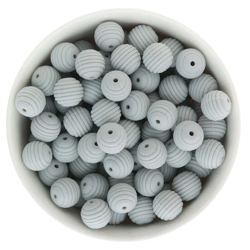 Spot 15mm silicone threaded beads food grade material baby toothpaste chain loose beads DIY accessories honeycomb beads wholesale