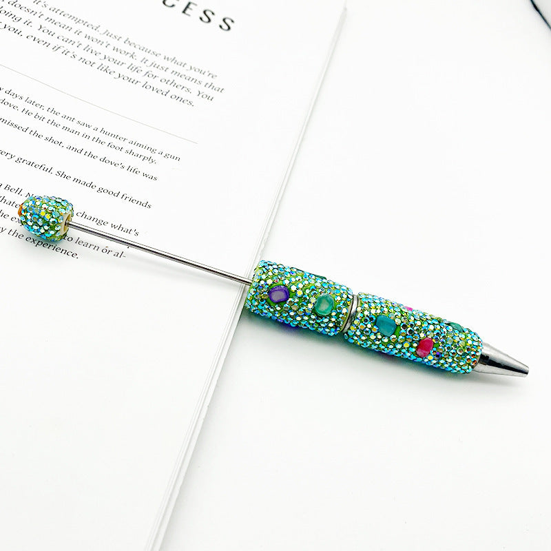DIY colorful shell full diamond bead pen, handmade bead full diamond ballpoint pen puzzle colorful diamond gifts stationery
