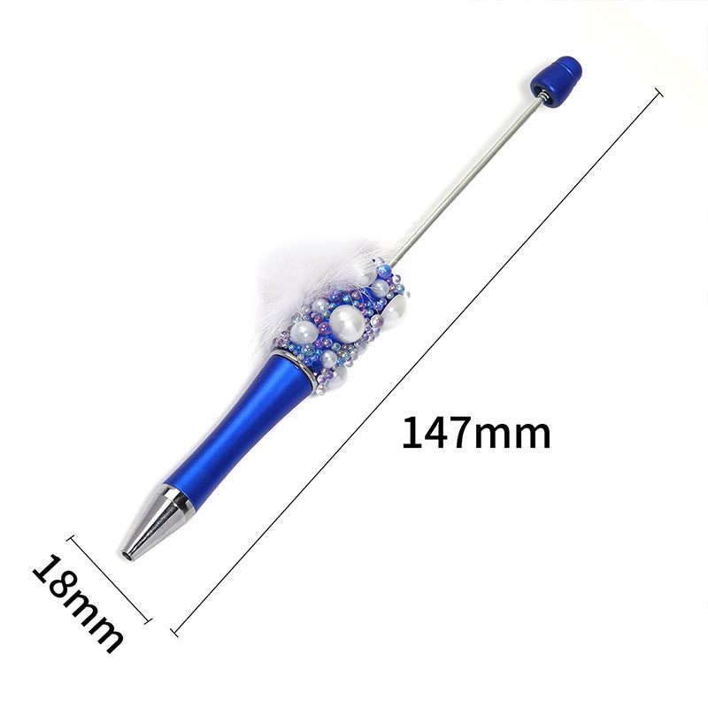 Soft cute pearl hairball DIY bead pen colorful bubble beads rotating ballpoint pen girl heart hand account gift pen