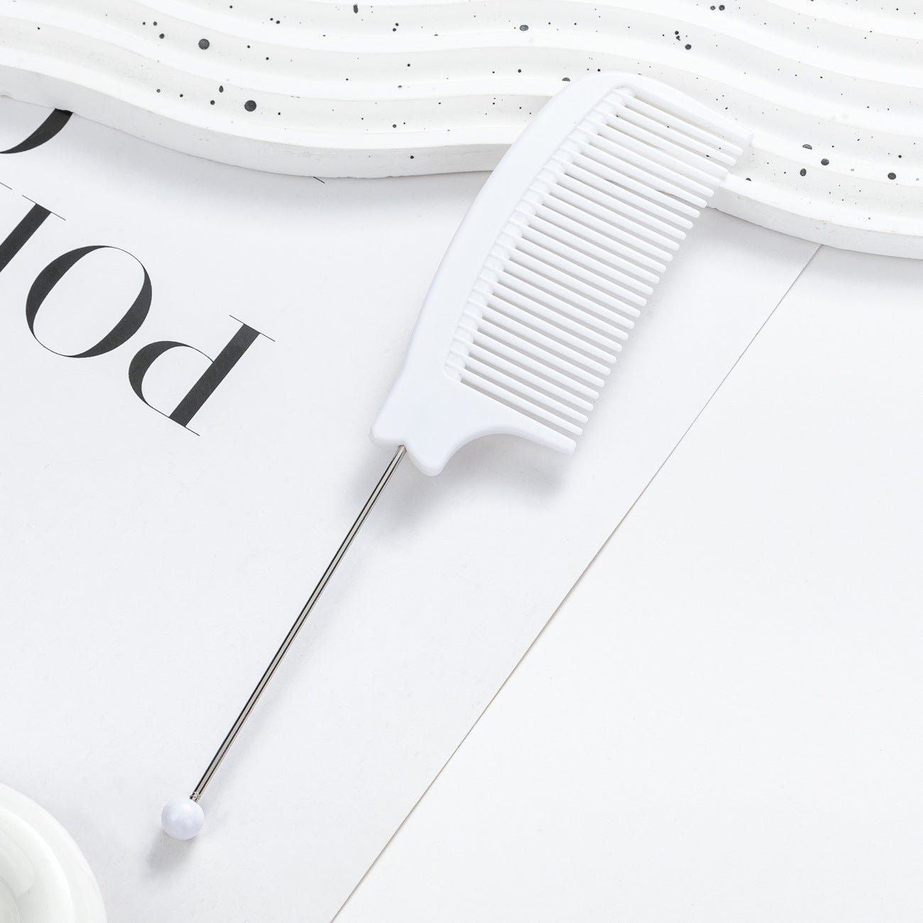 DIY Beaded Comb Hair Highlights Comb Beauty Styling Comb Steel Needle Comb Plastic Tip Tail Comb Hair Salon Hair Tool