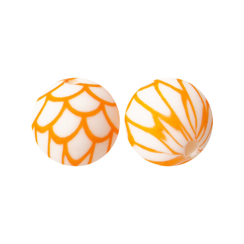 15mm Leopard Print Silicone Beads - Water Transfer Printed Daisy Round Beads for DIY Jewelry, Bead Pens, Loose Beads Wholesale #51-100