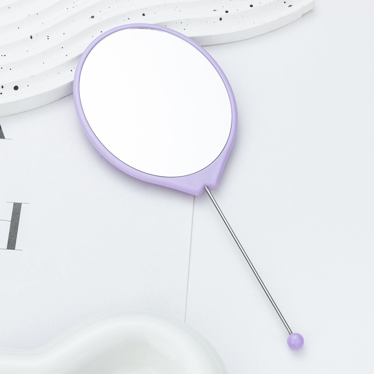 New DIY beaded oval mirror portable high definition mirror handheld mirror, carry makeup small mirror