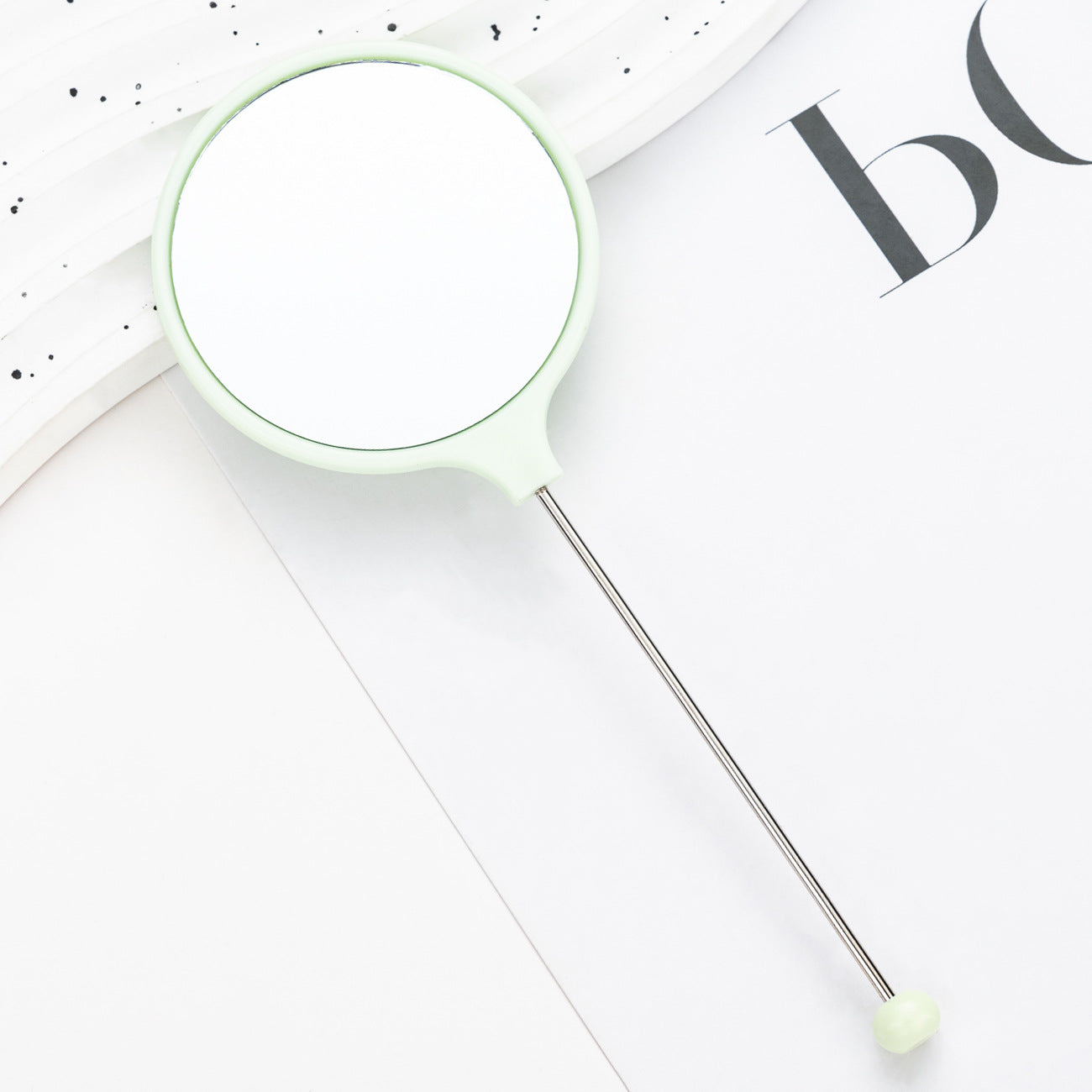New DIY beaded handle mirror handheld makeup mirror portable single-sided vanity mirror plastic portable makeup mirror