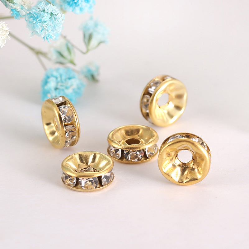 12Mm Hand-drilled Ring Spacer Beads, Colored Bracelet with Diamond Spacer Wheel Ring DIY Jewelry Accessories