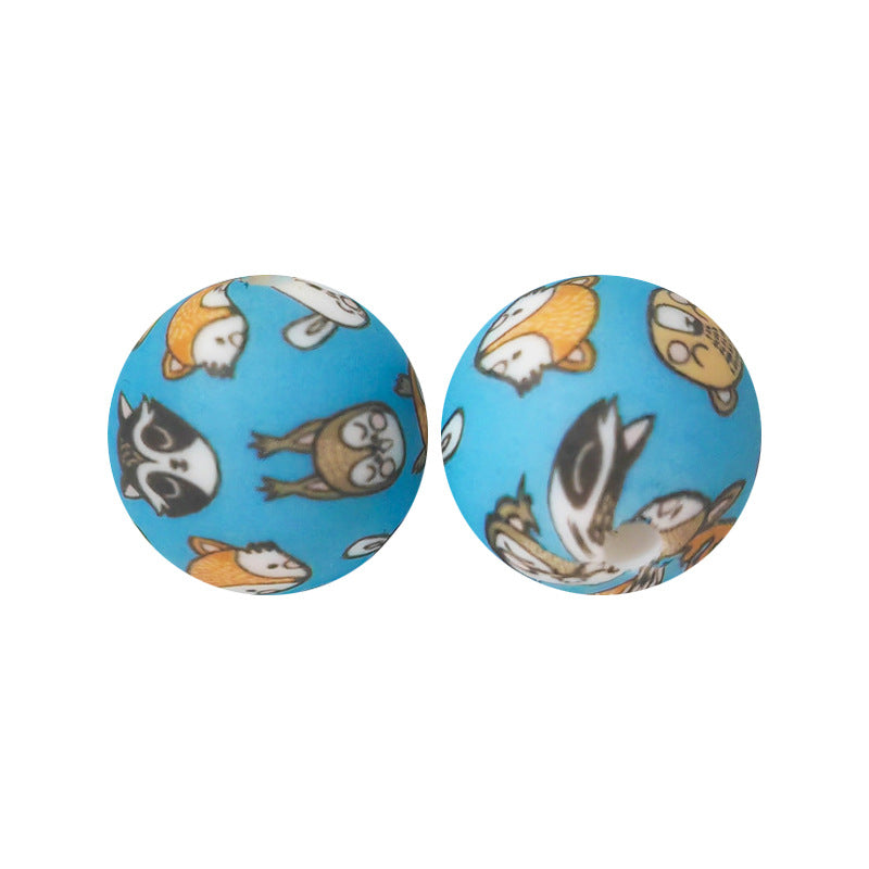 15mm Silicone Beads Water Transfer Beads DIY Jewelry Bead Pen Loose Beads Wholesale #201-250