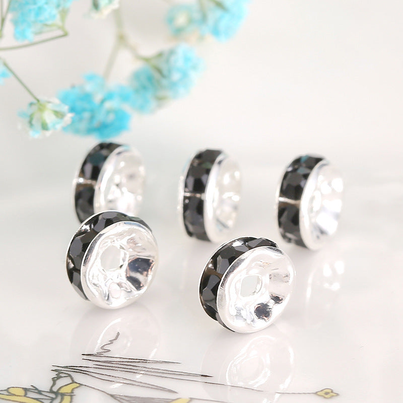 12Mm Hand-drilled Ring Spacer Beads, Colored Bracelet with Diamond Spacer Wheel Ring DIY Jewelry Accessories