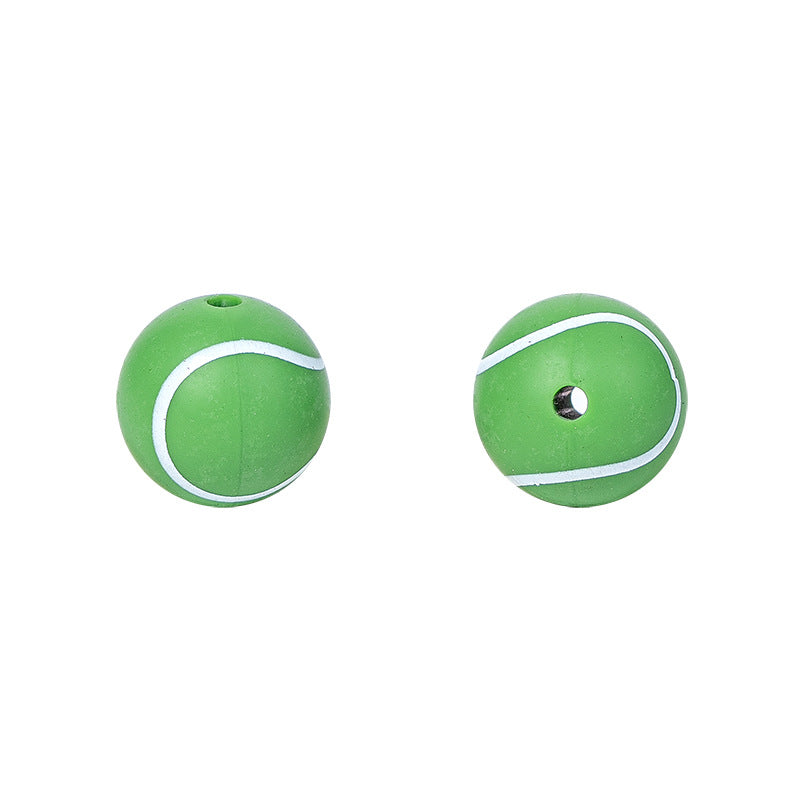 Factory Spot 15mm Silicone Beads Baby Teething Necklace Loose Beads Football Basketball Water Transfer Silicone Beads Wholesale
