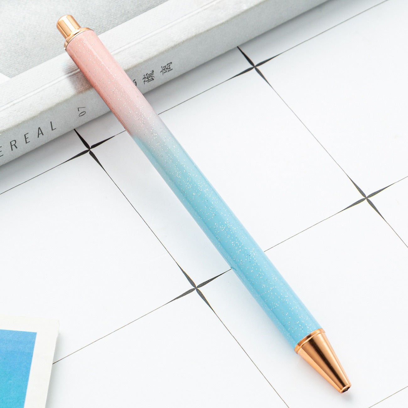 High-value metal press ballpoint pen, new creative glitter, metal stationery pen for students, spot press pen