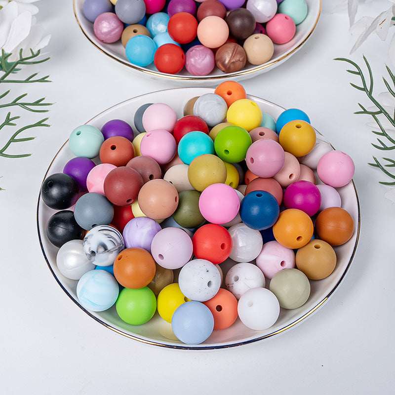 9 Mm Food Grade Silicone Beads Colored Round Loose Beads Handmade DIY Beaded Bracelet Pacifier Chain Accessories Spot Wholesale