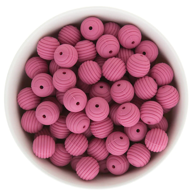 Spot 15mm silicone threaded beads food grade material baby toothpaste chain loose beads DIY accessories honeycomb beads wholesale
